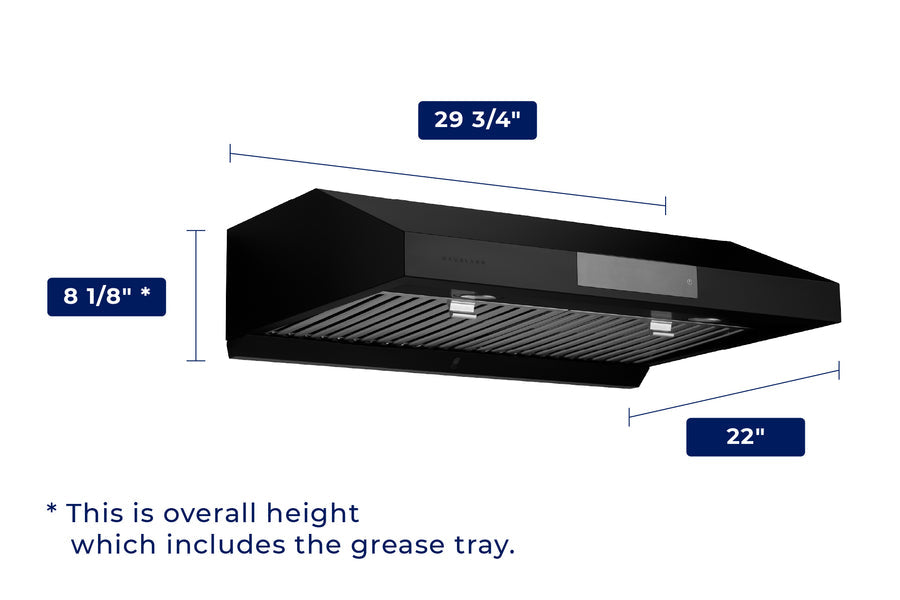 Hauslane | Under Cabinet Versa Vent Range Hood with Stainless Steel Filters in Black Stainless Steel (UC-PS18BSS)