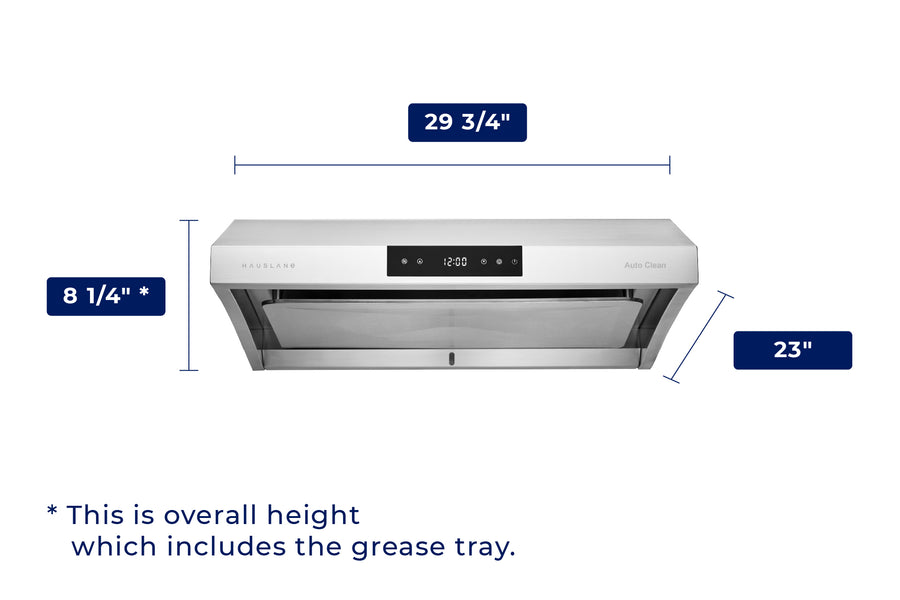 Hauslane | 30 Inch Under Cabinet Self-Clean Touch Control Range Hood in Stainless Steel (UC-PS38SS-30)