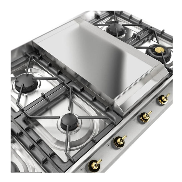 ILVE UHCP1265FN Nostalgie II 48 inch Built-In Gas Cooktop with 8 Burners, Griddle (Stainless Steel, Chrome)