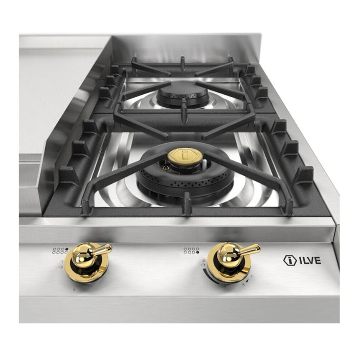 ILVE UHCP1265FN Nostalgie II 48 inch Built-In Gas Cooktop with 8 Burners, Griddle (Stainless Steel, Chrome)
