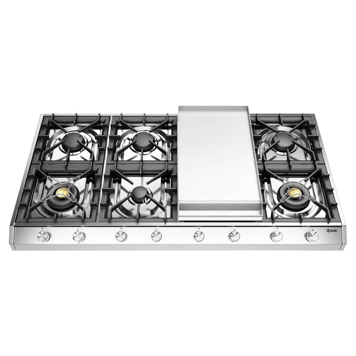 ILVE UHCP1265F Professional Plus II 48 inch Built-In Gas Cooktop with Griddle, in Stainless Steel