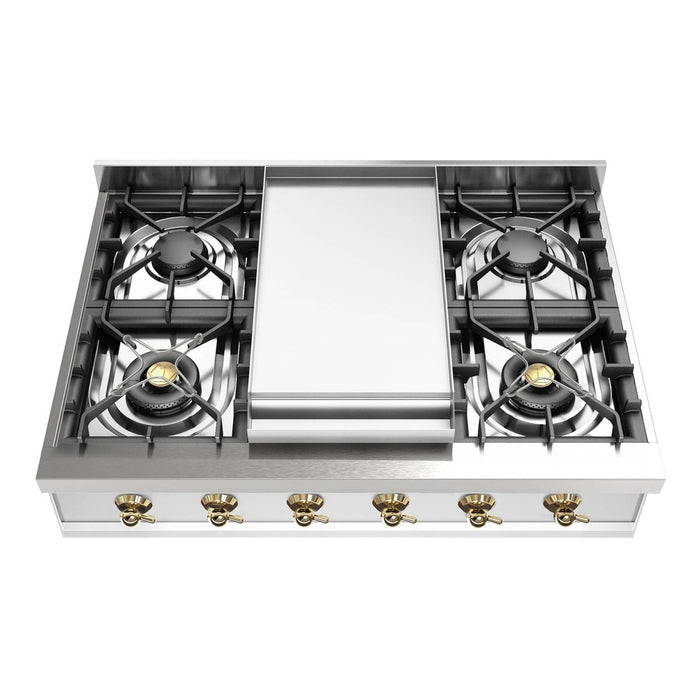 ILVE UHCP36FN Nostalgie II 36 inch Built-In Gas Rangetop with Griddle, in Stainless Steel