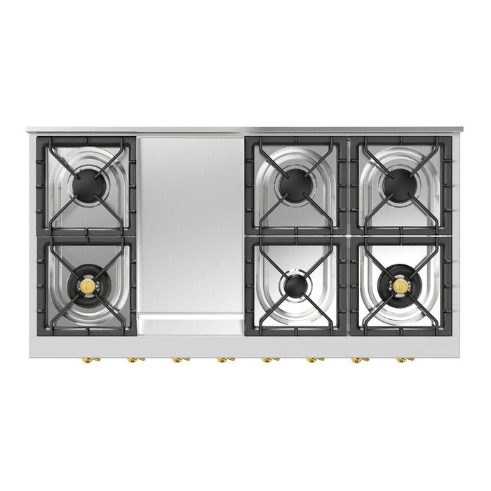 ILVE UHCP48FN Nostalgie II 48 inch Built-In Gas Rangetop with Griddle, in Stainless Steel