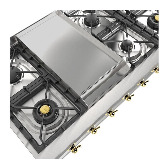 ILVE UHCP48FN Nostalgie II 48 inch Built-In Gas Rangetop with Griddle, in Stainless Steel