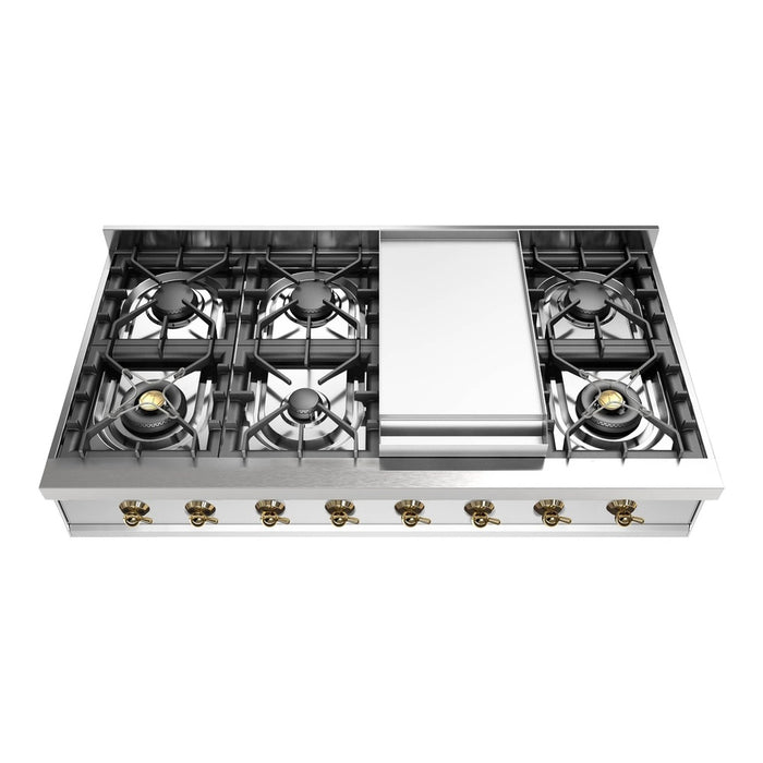 ILVE UHCP48FN Nostalgie II 48 inch Built-In Gas Rangetop with Griddle, in Stainless Steel
