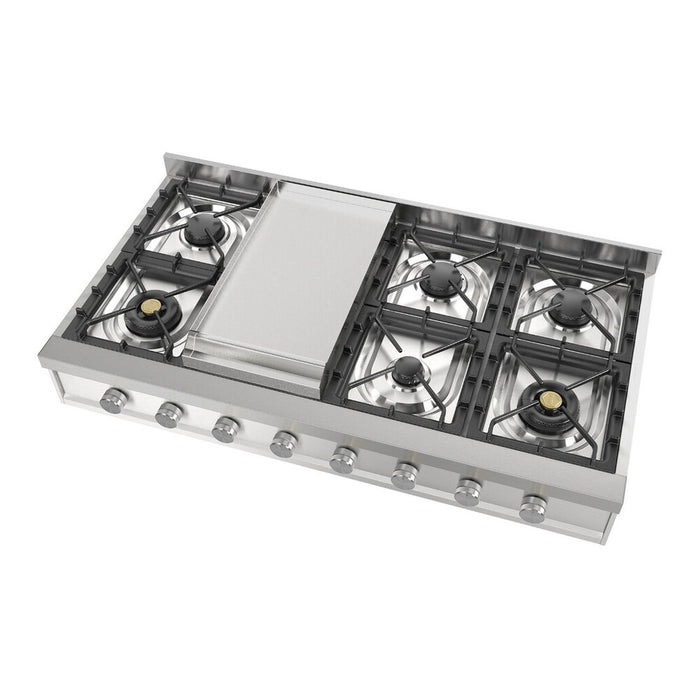 ILVE UHCP48F Professional Plus II 48 inch Built-In Gas Rangetop with Griddle, in Stainless Steel
