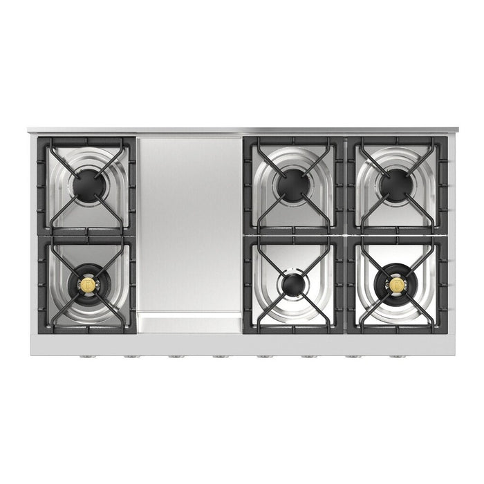 ILVE UHCP48F Professional Plus II 48 inch Built-In Gas Rangetop with Griddle, in Stainless Steel