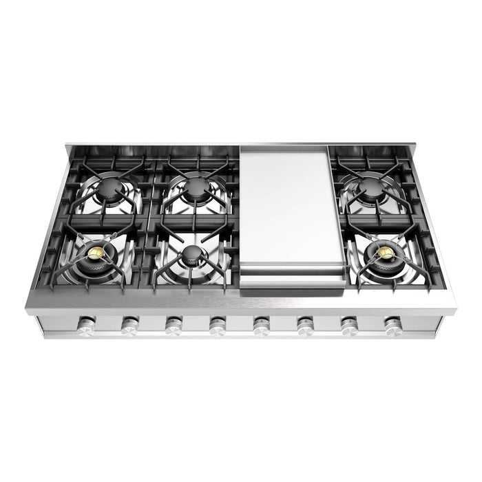 ILVE UHCP48F Professional Plus II 48 inch Built-In Gas Rangetop with Griddle, in Stainless Steel