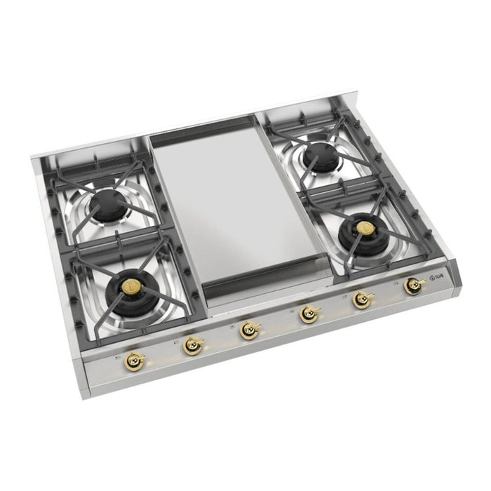ILVE UHCP965FN Nostalgie II 36 inch Built-In Gas Cooktop with Griddle, in Stainless Steel