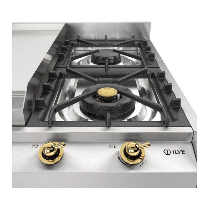 ILVE UHCP965FN Nostalgie II 36 inch Built-In Gas Cooktop with Griddle, in Stainless Steel
