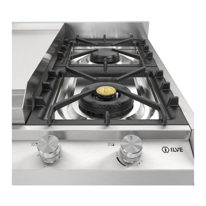 ILVE UHCP965F Professional Plus II 36 inch Built-In Gas Cooktop with Griddle, in Stainless Steel