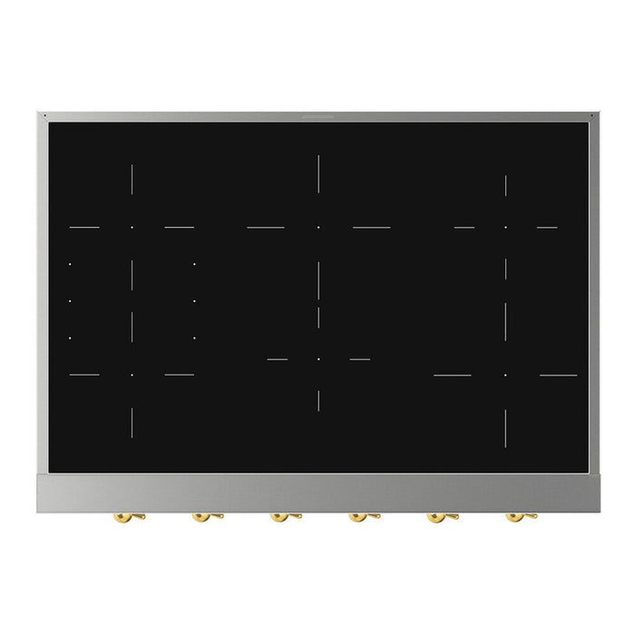 ILVE UHCPI366N Nostalgie II 36 inch Built-In Induction Rangetop with 6 Elements (Stainless Steel, Brass)