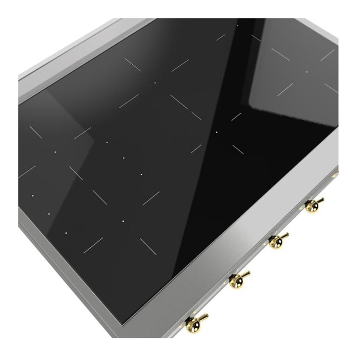 ILVE UHCPI366N Nostalgie II 36 inch Built-In Induction Rangetop with 6 Elements (Stainless Steel, Brass)