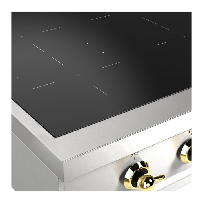 ILVE UHCPI366N Nostalgie II 36 inch Built-In Induction Rangetop with 6 Elements (Stainless Steel, Brass)