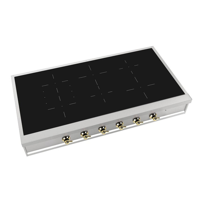 ILVE UHCPI486N Nostalgie II 48 inch Built-In Induction Rangetop with 6 Elements (Stainless Steel, Brass)