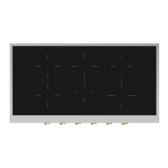 ILVE UHCPI486N Nostalgie II 48 inch Built-In Induction Rangetop with 6 Elements (Stainless Steel, Brass)
