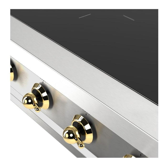 ILVE UHCPI486N Nostalgie II 48 inch Built-In Induction Rangetop with 6 Elements (Stainless Steel, Brass)