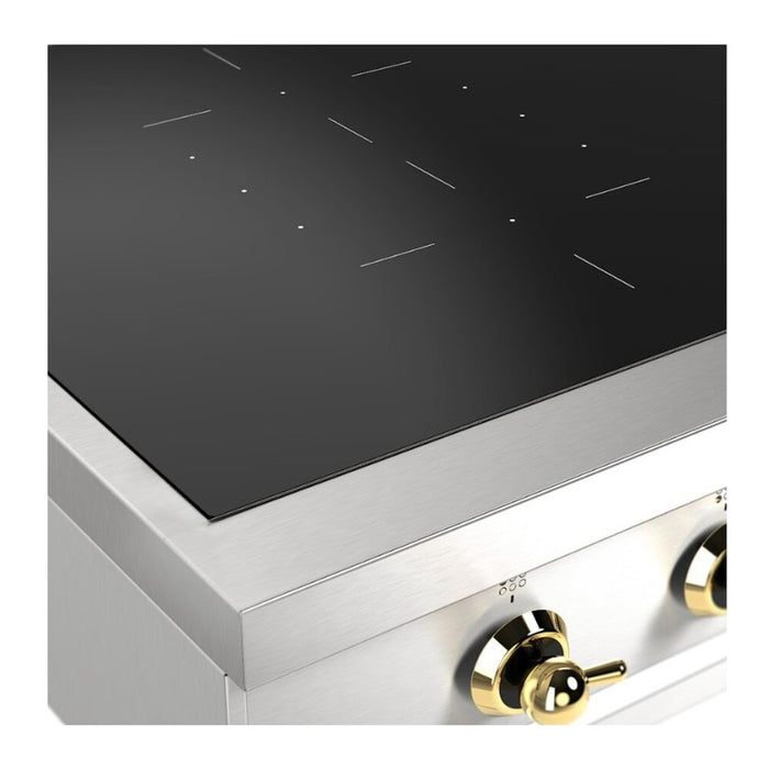ILVE UHCPI486N Nostalgie II 48 inch Built-In Induction Rangetop with 6 Elements (Stainless Steel, Brass)