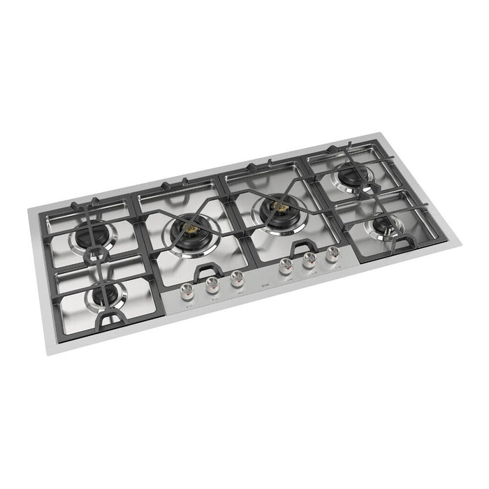 ILVE UHCPMT125 Panoramagic 48 inch Built-In Gas Cooktop with Total Black Brass Burners, in Stainless Steel
