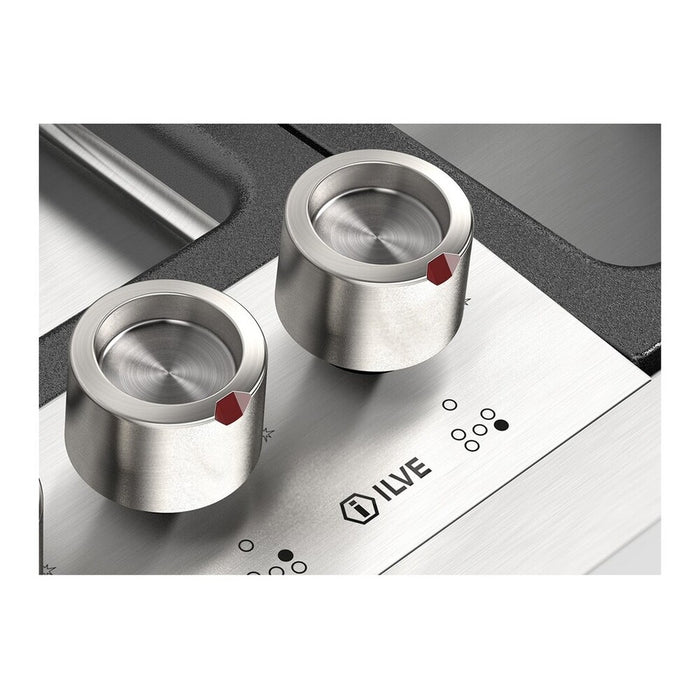 ILVE UHCPMT125 Panoramagic 48 inch Built-In Gas Cooktop with Total Black Brass Burners, in Stainless Steel