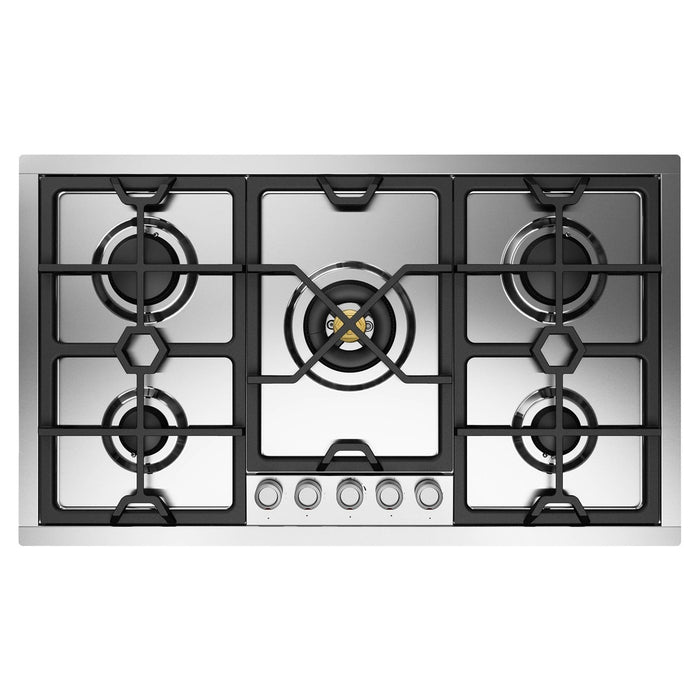 ILVE UHCPMT95 Panoramagic 36 inch Built-In Gas Cooktop with 5 Burners, in Stainless Steel