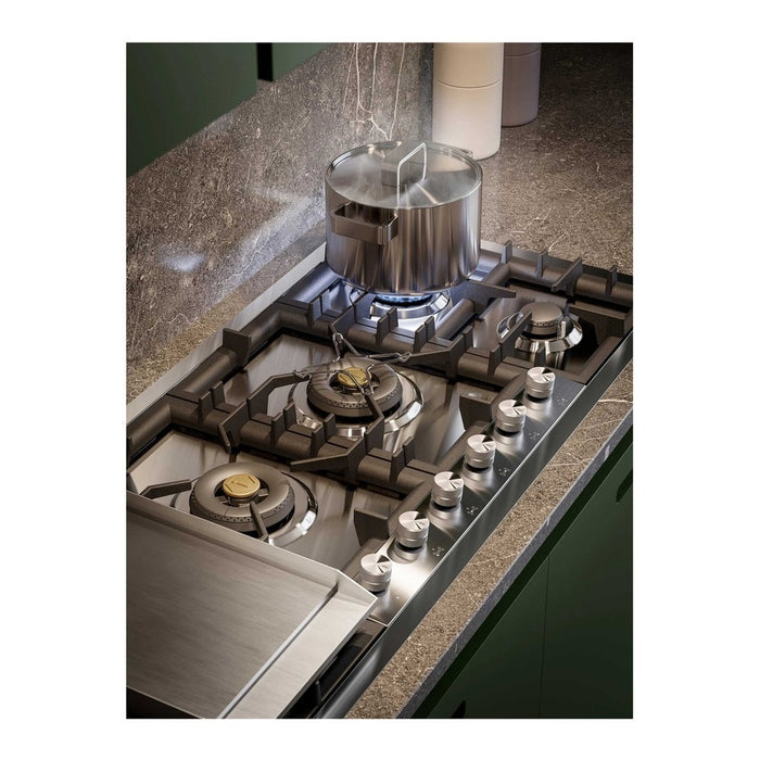 ILVE UHCPT125 Professional Plus II 48 inch Built-In Gas Cooktop with Total Black Brass Burners, in Stainless Steel