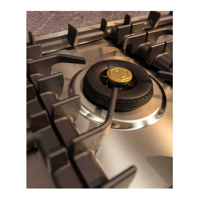 ILVE UHCPT125 Professional Plus II 48 inch Built-In Gas Cooktop with Total Black Brass Burners, in Stainless Steel