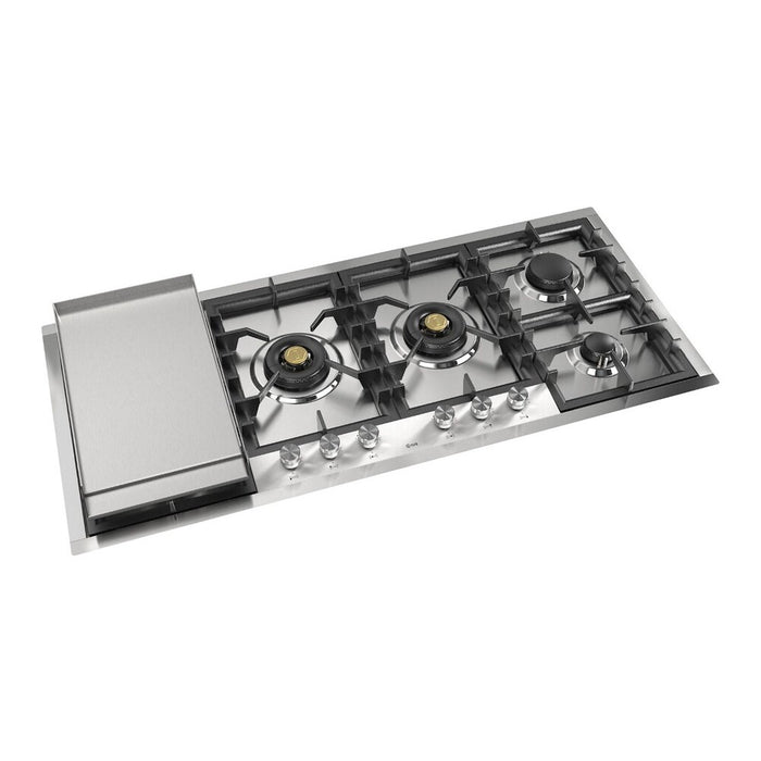 ILVE UHCPT125 Professional Plus II 48 inch Built-In Gas Cooktop with Total Black Brass Burners, in Stainless Steel