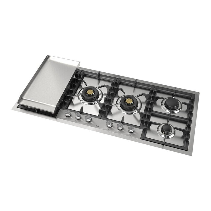 ILVE UHCPT125 Professional Plus II 48 inch Built-In Gas Cooktop with Total Black Brass Burners, in Stainless Steel