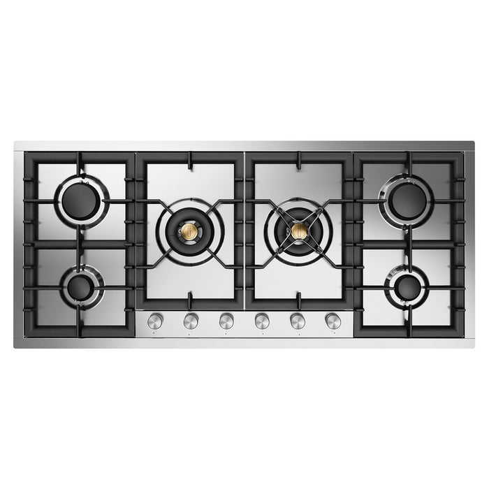 ILVE UHCPT125 Professional Plus II 48 inch Built-In Gas Cooktop with Total Black Brass Burners, in Stainless Steel