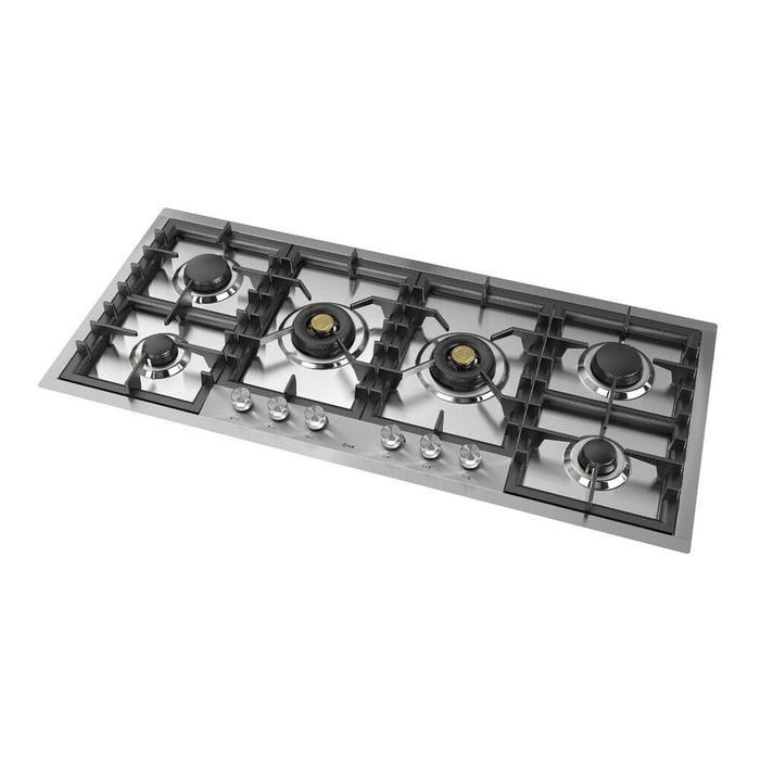ILVE UHCPT125 Professional Plus II 48 inch Built-In Gas Cooktop with Total Black Brass Burners, in Stainless Steel