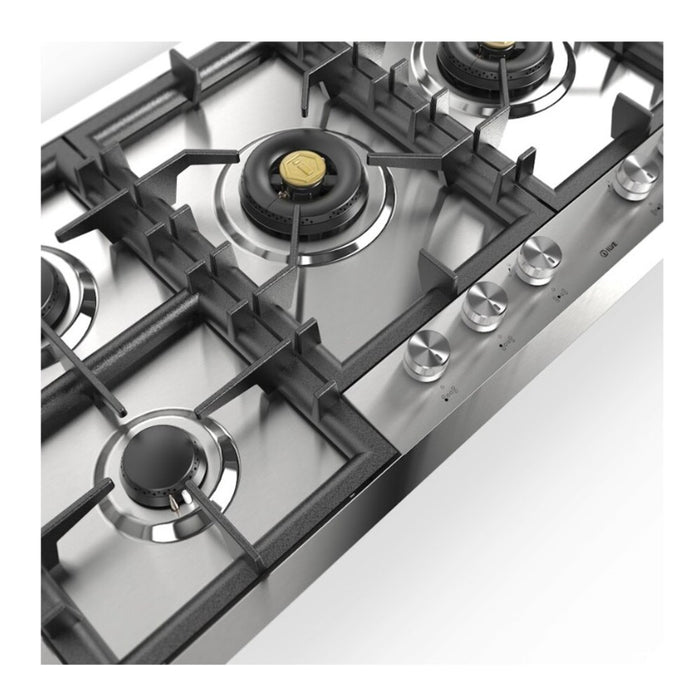 ILVE UHCPT125 Professional Plus II 48 inch Built-In Gas Cooktop with Total Black Brass Burners, in Stainless Steel