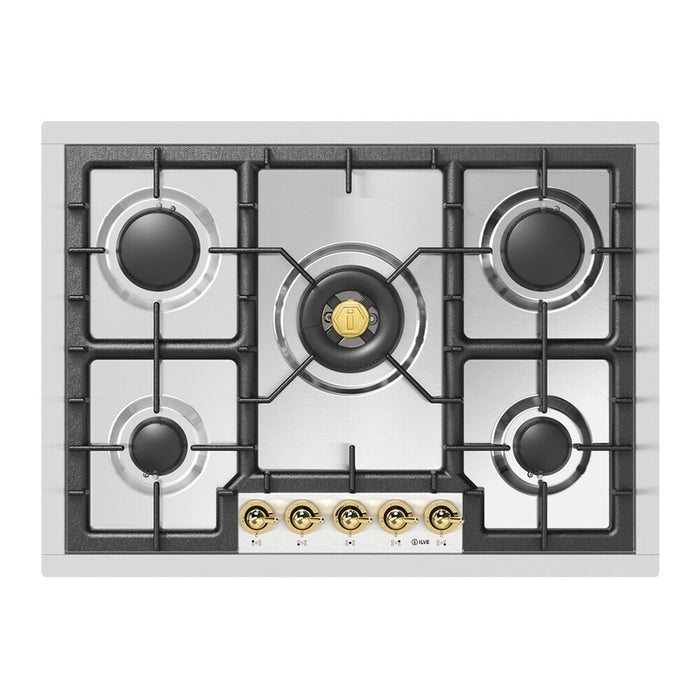 ILVE UHCPT75N Nostalgie II 30 inch Built-In Gas Cooktop with 5 Burners, in Stainless Steel