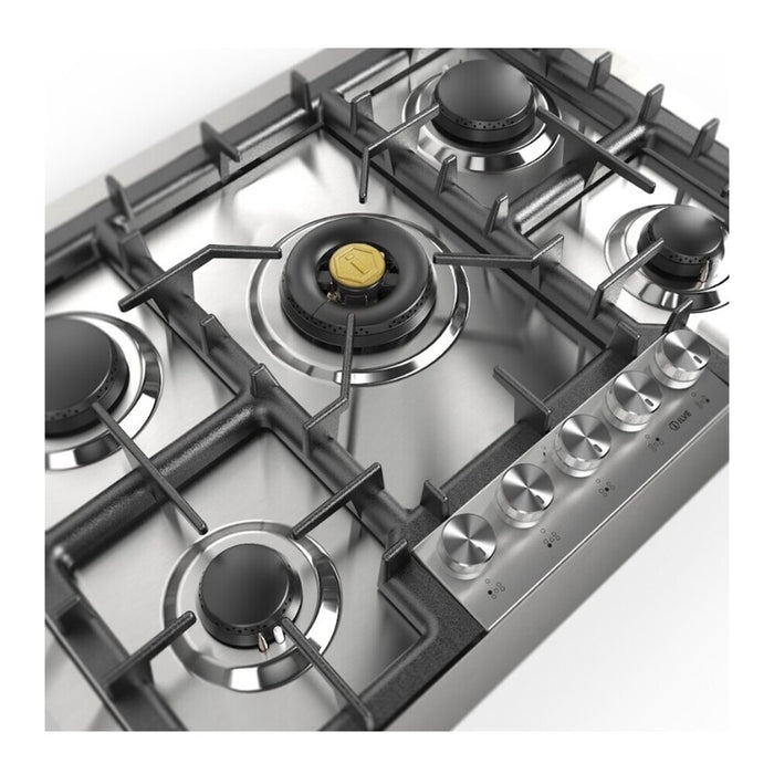 ILVE UHCPT75 Professional Plus II 30 inch Built-In Gas Cooktop with 5 Burners, in Stainless Steel