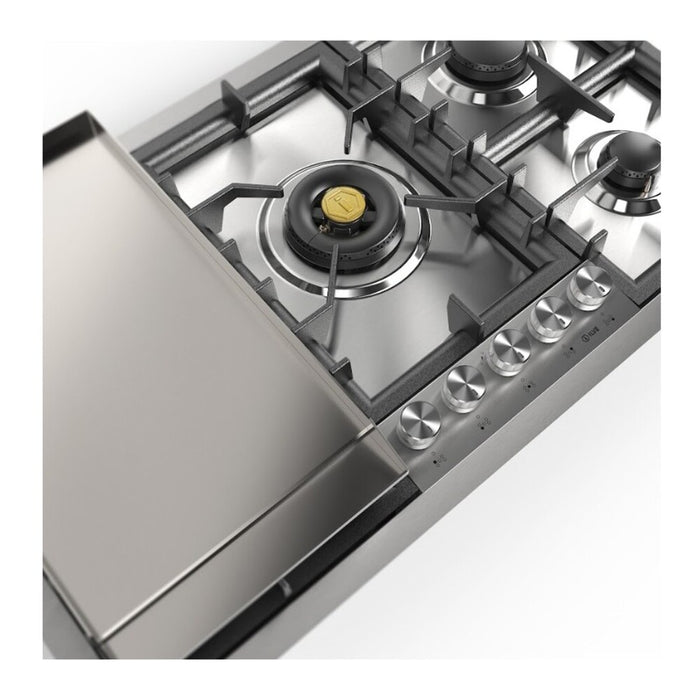 ILVE UHCPT95 Professional Plus II 36 inch Built-In Gas Cooktop with Total Black Brass Burners, in Stainless Steel (With Griddle)