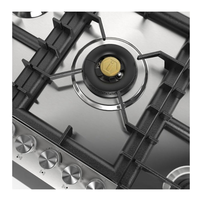 ILVE UHCPT95 Professional Plus II 36 inch Built-In Gas Cooktop with Total Black Brass Burners, in Stainless Steel