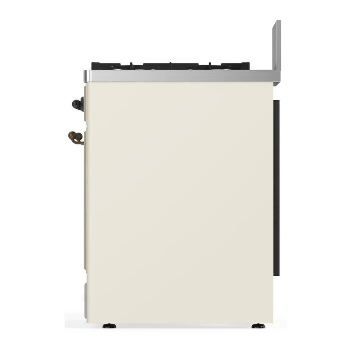 ILVE UM30N Majestic III 30 inch Dual Fuel Range with 5 Black Brass Burners (UM30NR3)