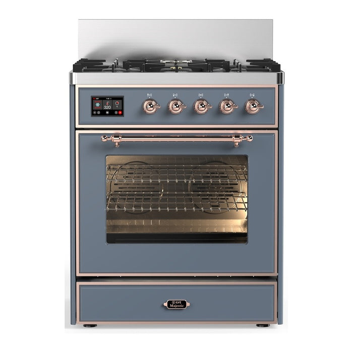 ILVE UM30N Majestic III 30 inch Dual Fuel Range with 5 Black Brass Burners (UM30NR3)