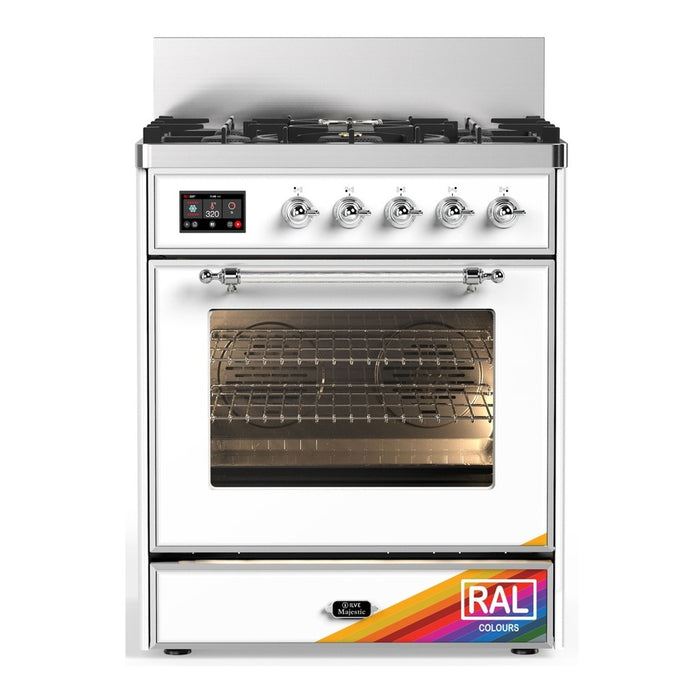 ILVE UM30N Majestic III 30 inch Dual Fuel Range with 5 Black Brass Burners (UM30NR3)