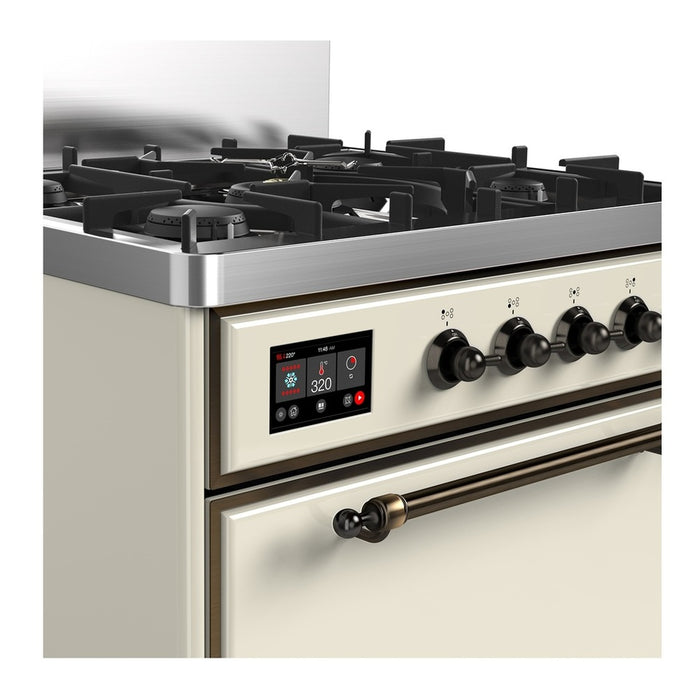 ILVE UM30N Majestic III 30 inch Dual Fuel Range with 5 Black Brass Burners (UM30QNR3)