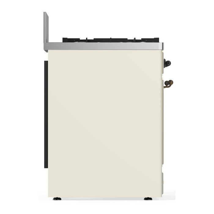 ILVE UM30N Majestic III 30 inch Dual Fuel Range with 5 Black Brass Burners (UM30QNR3)