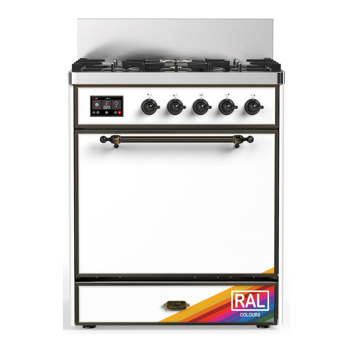 ILVE UM30N Majestic III 30 inch Dual Fuel Range with 5 Black Brass Burners (UM30QNR3)