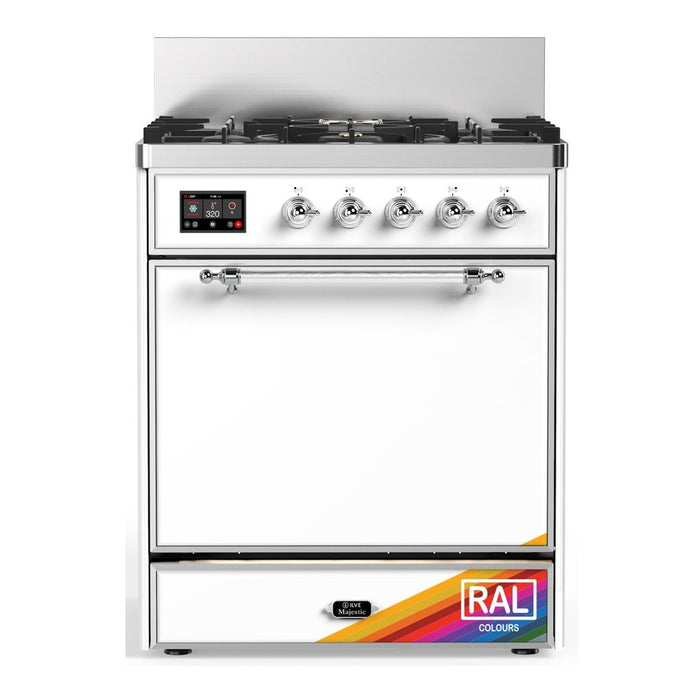 ILVE UM30N Majestic III 30 inch Dual Fuel Range with 5 Black Brass Burners (UM30QNR3)