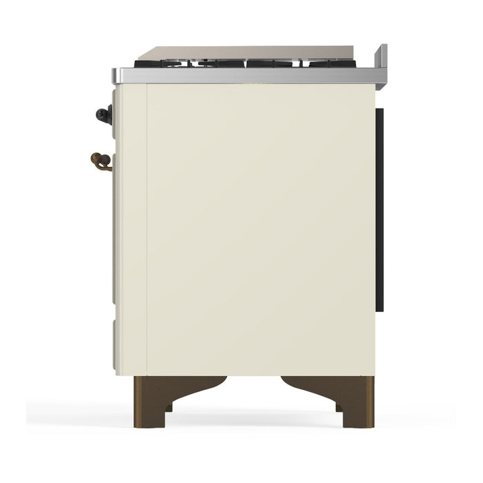 ILVE UM36F Majestic III 36 inch Dual Fuel Range with 6 Black Brass Burners, Griddle (UM36FNR3)