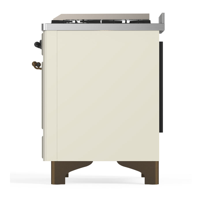 ILVE UM36F Majestic III 36 inch Dual Fuel Range with 6 Black Brass Burners, Griddle (UM36FQNR3)