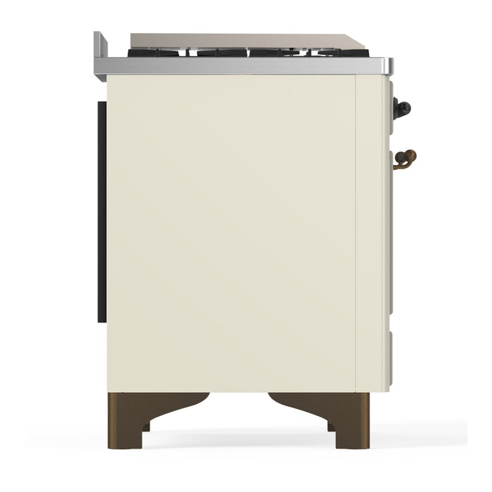 ILVE UM36F Majestic III 36 inch Dual Fuel Range with 6 Black Brass Burners, Griddle (UM36FQNR3)