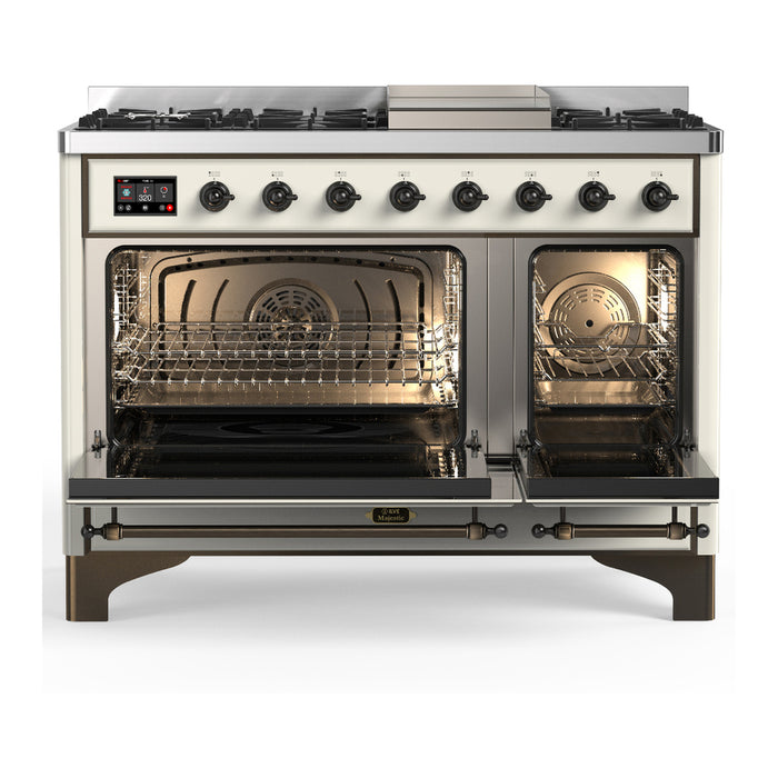 ILVE UM48F Majestic III 48 inch Dual Fuel Range with 8 Burners, Griddle  (UM48FNR3)