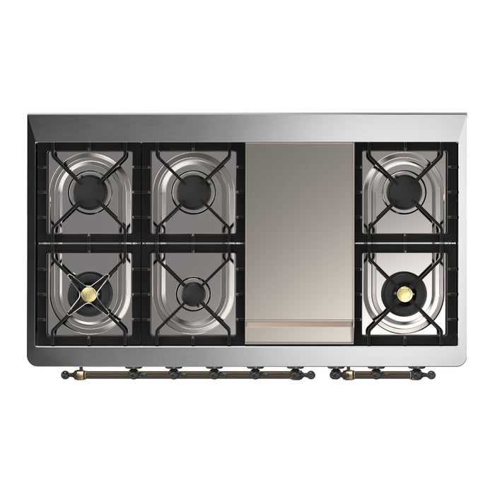 ILVE UM48F Majestic III 48 inch Dual Fuel Range with 8 Burners, Griddle  (UM48FNR3)