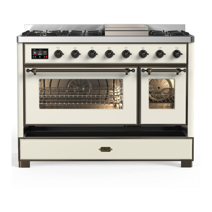 ILVE UM48F Majestic III 48 inch Dual Fuel Range with 8 Burners, Griddle  (UM48FNR3)