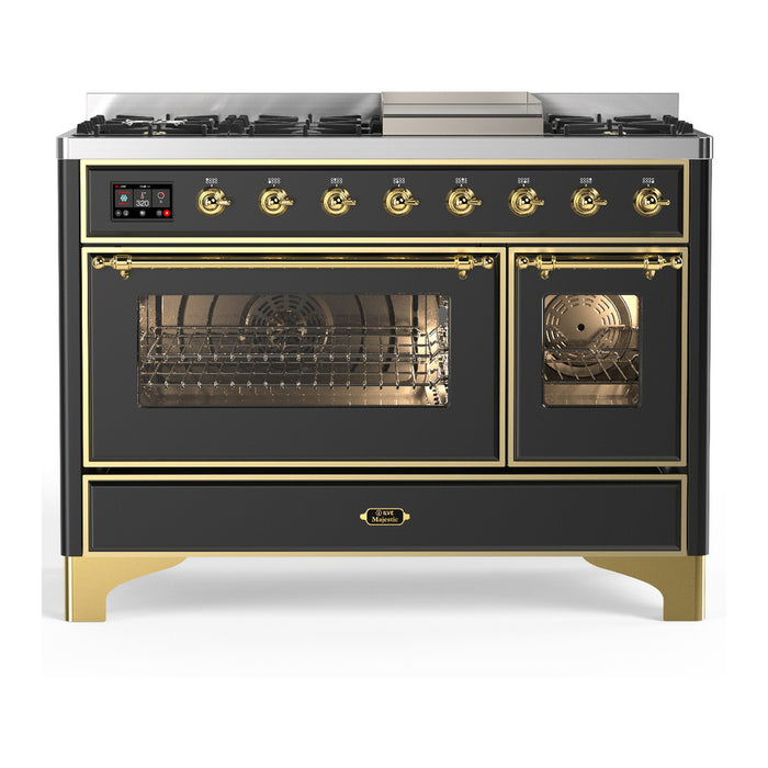 ILVE UM48F Majestic III 48 inch Dual Fuel Range with 8 Burners, Griddle  (UM48FNR3)